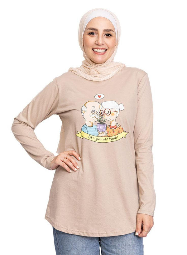 Latte Printed Long - Sleeve Design 40 - Khotwh